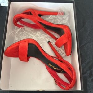 Bebe red suede 6 heels